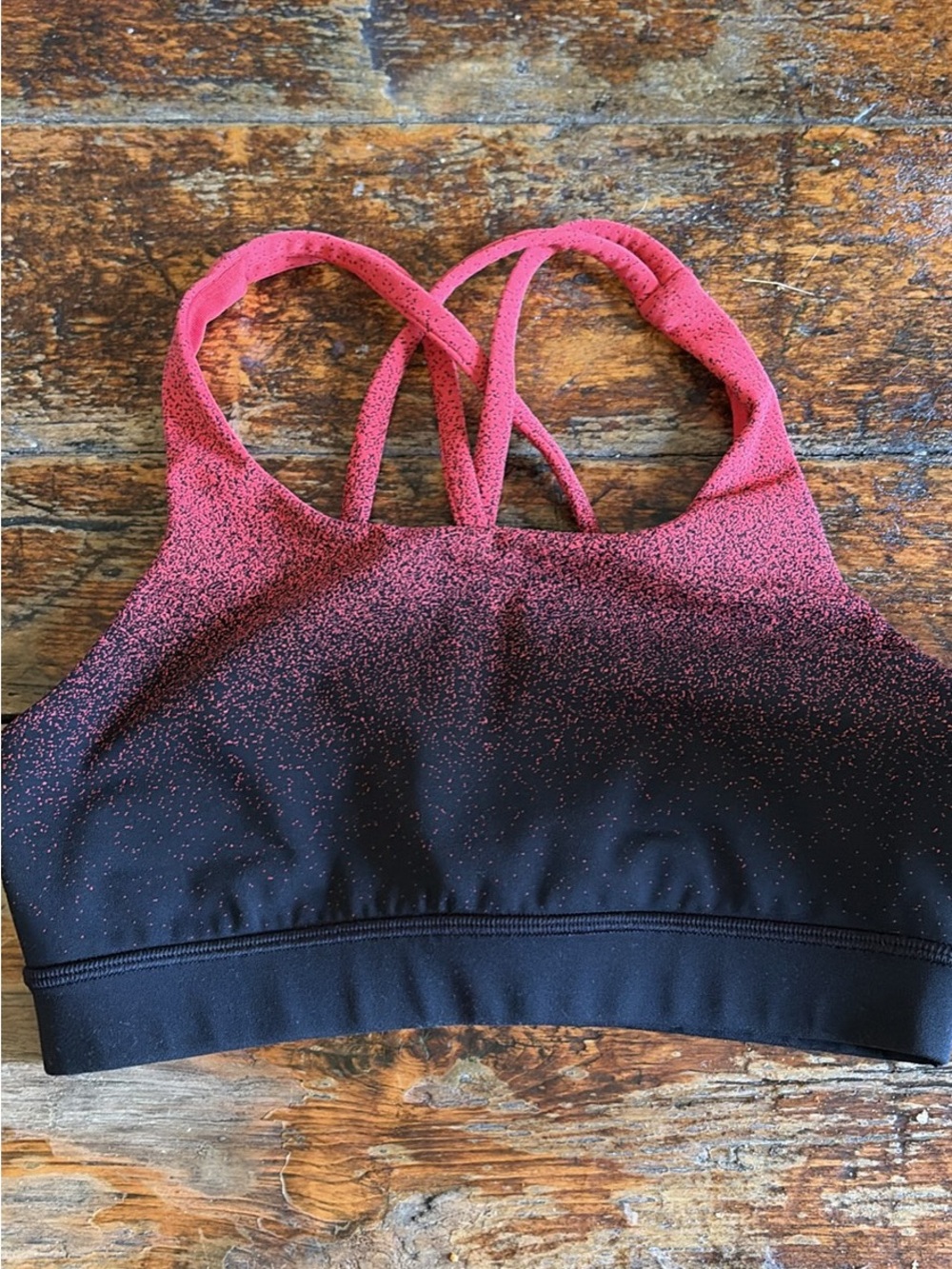 Lululemon Women's Red to Black Ombre Sports Bra - Strappy Back